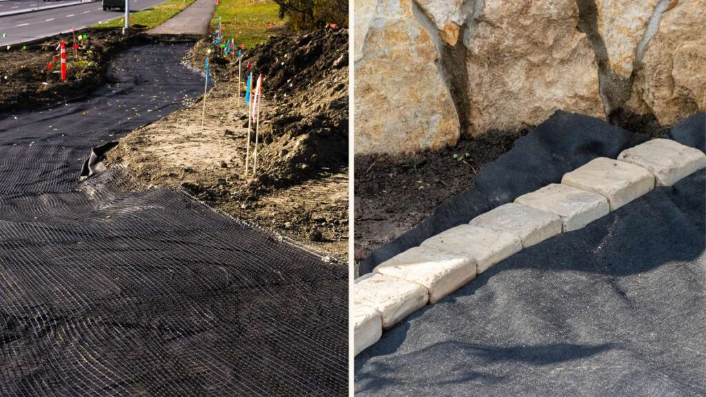 Układanie tkaniny krajobrazowej